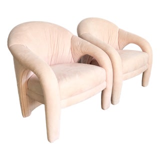 Postmodern Sculpted Pink Lounge Chairs - A Pair For Sale