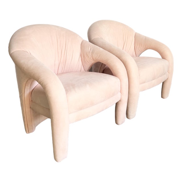 Postmodern Sculpted Pink Lounge Chairs - A Pair For Sale