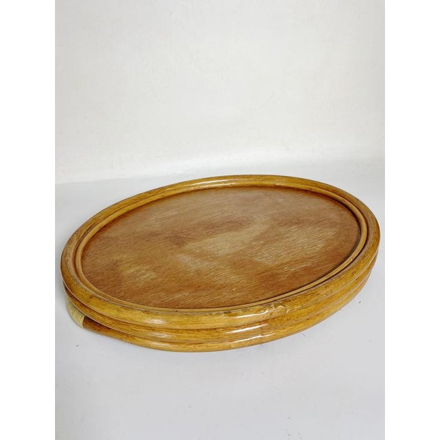 Wood Vintage Wicker and Rattan Tray, France, 1960s For Sale - Image 7 of 13