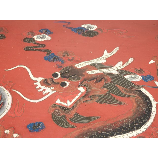 Vintage Chinese Asian Red Dragon Motif Bench ~ Coffee Table For Sale - Image 14 of 15