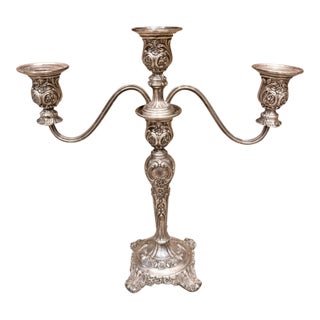 Vintage Wm. Rogers & Son Victorian Rose Silverplate Convertible Candelabrum For Sale