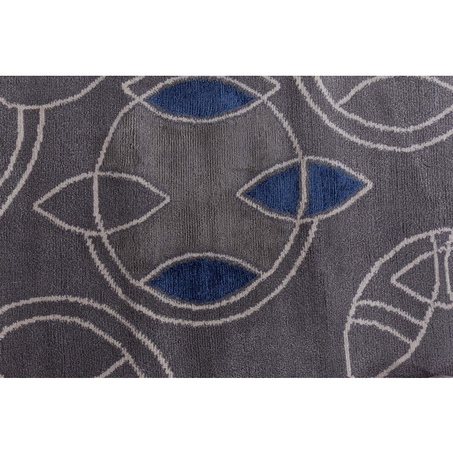 Textile Modern Tibetan ‘Hummingbird’ Silk & Wool Rug by Doris Leslie Blau For Sale - Image 7 of 10