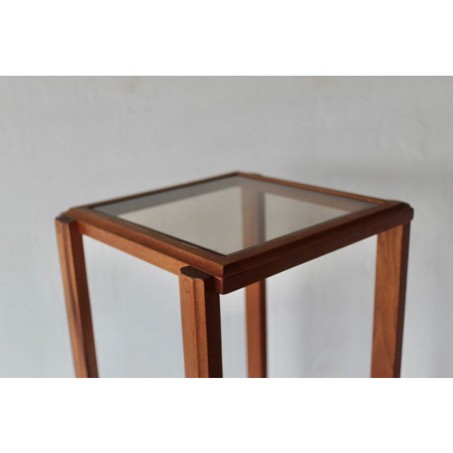 Danish Style Modern Teak Plant Stand Two Tier Smoked Glass For Sale - Image 13 of 14