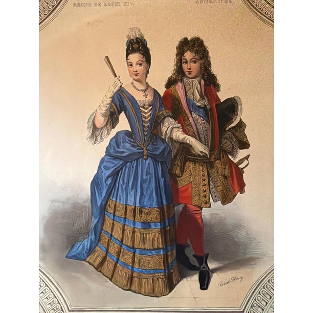 Mid 19th Century Court Costume Royal Couple, 1847, Lithograph For Sale - Image 5 of 10