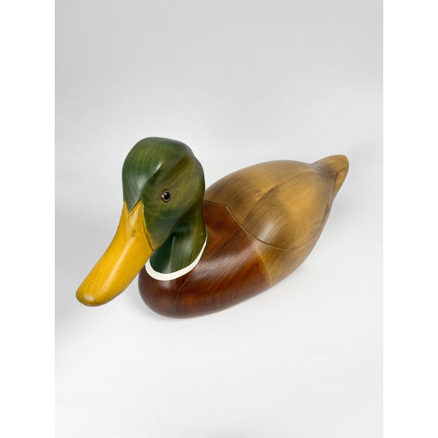 Large vintage hand carved 14" wood Mallard duck decoy by Hummel Woodworking. In great vintage condition with the exception...