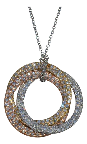 The Eire: Ladies 14K Tricolor and Diamond Infinity Rings Necklace
