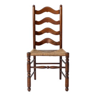 Vintage French Provincial Rush Seat Ladderback Chair For Sale