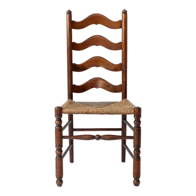 Vintage French Provincial Rush Seat Ladderback Chair For Sale