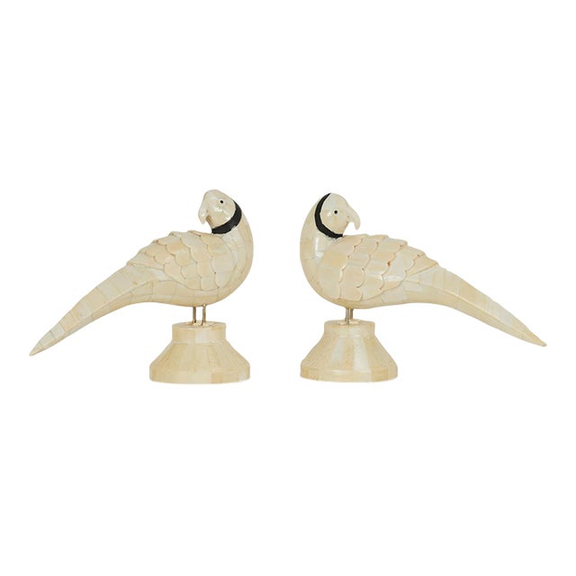 Vintage Pair of Anglo Indian Bone Birds For Sale