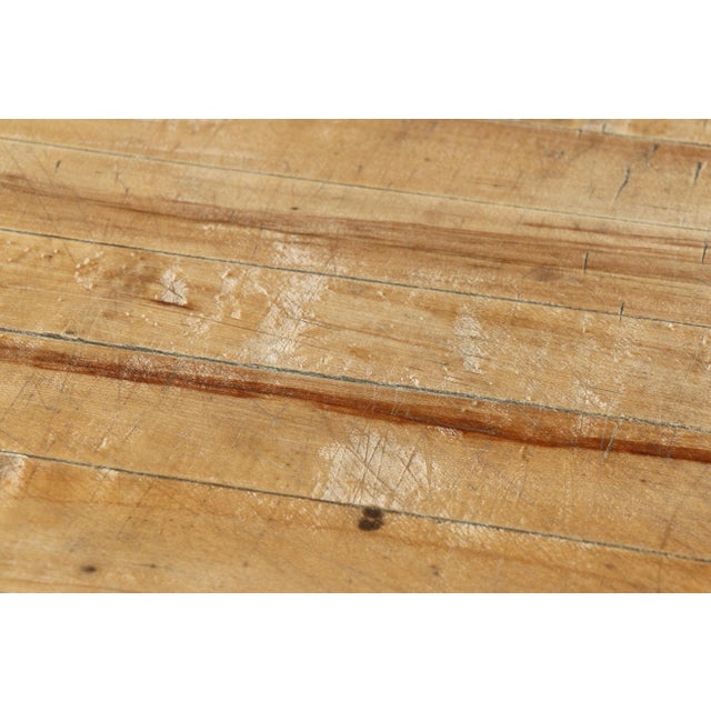 1950s Industrial Butcher Block Workstation Table With Steel Frame, Drawer & Removable Galvanized Trays For Sale - Image 10 of 18