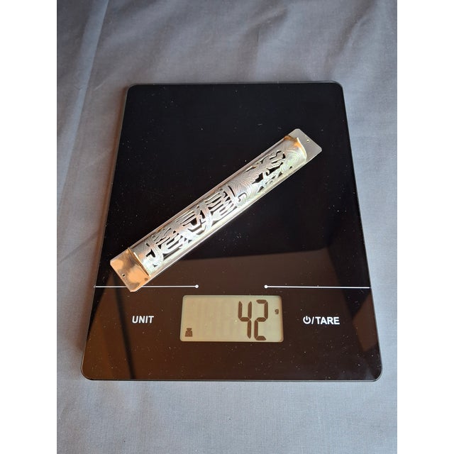 Vintage Netafim Israel Sterling Silver Mezuzah Case Openwork Scrollwork Large 6" For Sale - Image 11 of 11