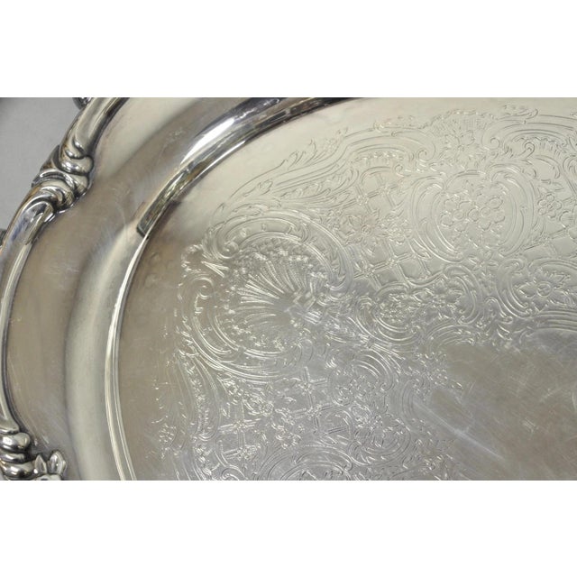 Vintage Reed & Barton 1820 Victorian Silver Plated Oval Serving Platter Bar Tray For Sale - Image 10 of 16