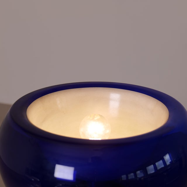 Glass Space Age Cobalt Blue Glass Lamp from Doria Leuchten, 1970s For Sale - Image 7 of 10
