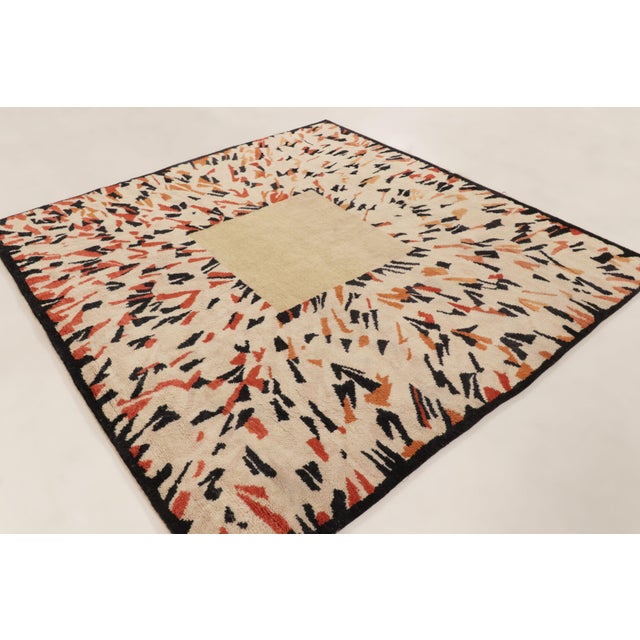 Hand-knotted in wool, this 8x8 contemporary square rug joins Rug & Kilim’s Art Deco collection. It features a solid beige...