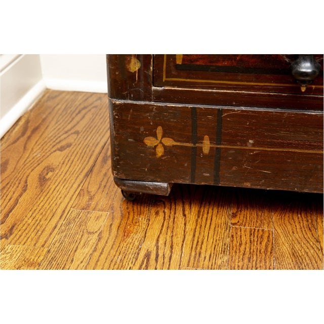 Brown 19th Century Faux-Grained Painted Four Drawer Chest of Drawers For Sale - Image 8 of 11