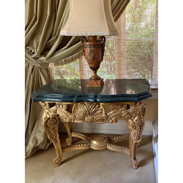 Rococo 18th C Style Giltwood Rococo Marble Top Console Table For Sale - Image 3 of 5