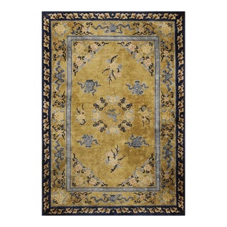 Vintage 1980s Floral Modern Oriental Chinese Silk Carpet 4'1'' X 6'2" Small Rug For Sale