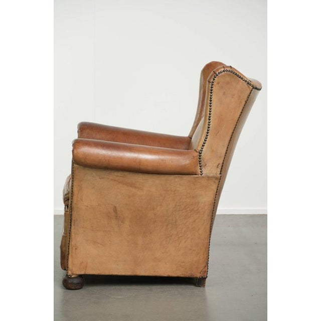 1990s Vintage Sheepskin Wing Lounge Chair For Sale - Image 5 of 13