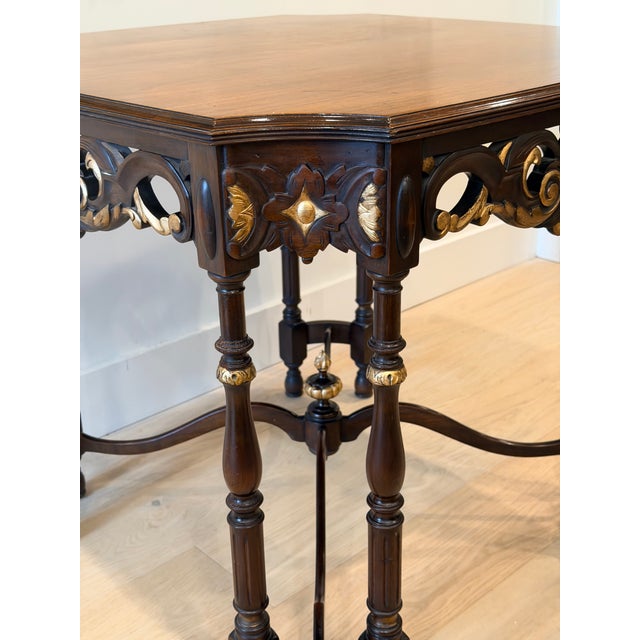 Brown Antique Rococo Reticulated Carved Table For Sale - Image 8 of 10
