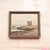 20th Century French Seaside Castle Painting depicts a charming coastal view with a small castle-like structure perched...