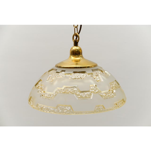 Amber-Colored Embossed Glass Lamp by Peill & Putzler, Germany, 1960s For Sale - Image 4 of 14