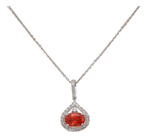 1Ct Padparadscha Sapphire Pendant With Earth-Mined Diamonds in Solid 14k Gold