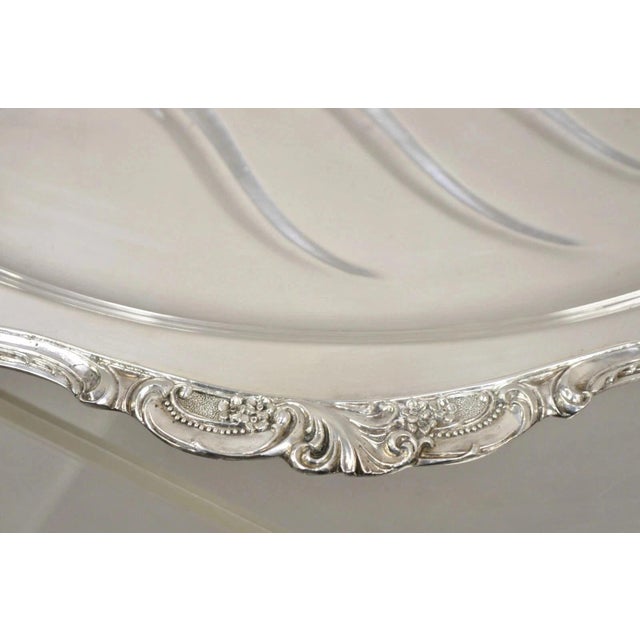 Vintage Baroque by Wallace 259 Silver Plated Meat Cutlery Serving Platter Tray For Sale - Image 11 of 11