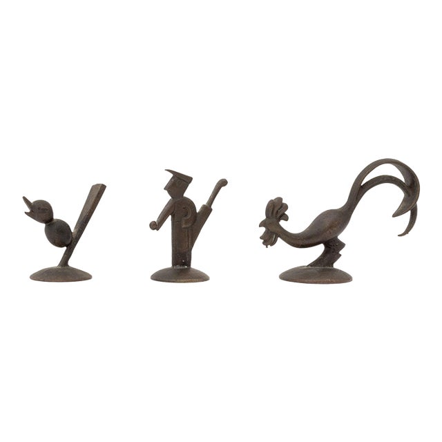 Werkstatte Hagenauer Vintage Art Deco Figural Bronze Sculptures, 3 For Sale
