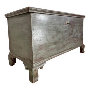 19th Century American Dove Grey-Painted Blanket Chest