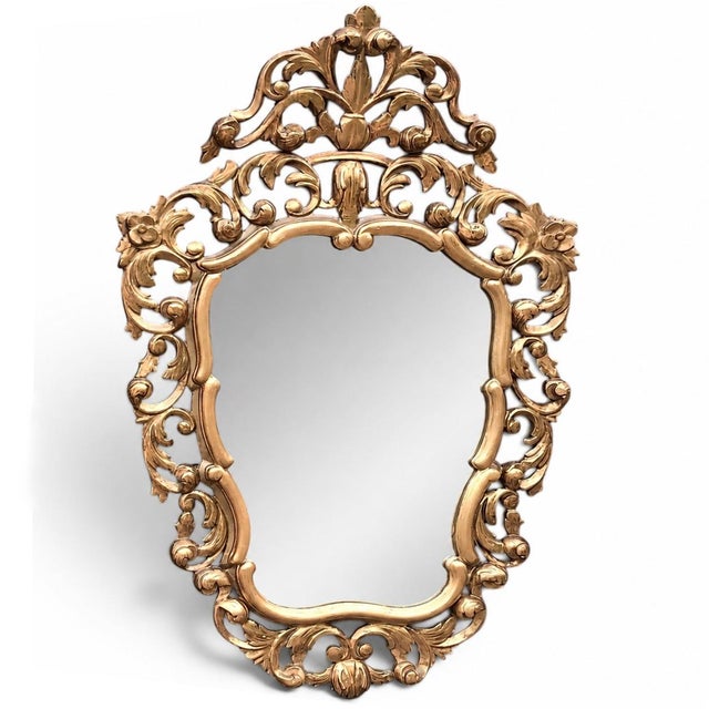 Inspired by the theatrical splendor of Italian Baroque design, this mid-century giltwood mirror brings movement, light,...