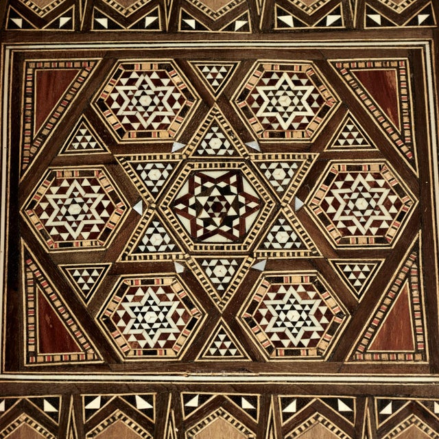 Antique Moroccan Foldout Inlaid Game Table For Sale - Image 9 of 16