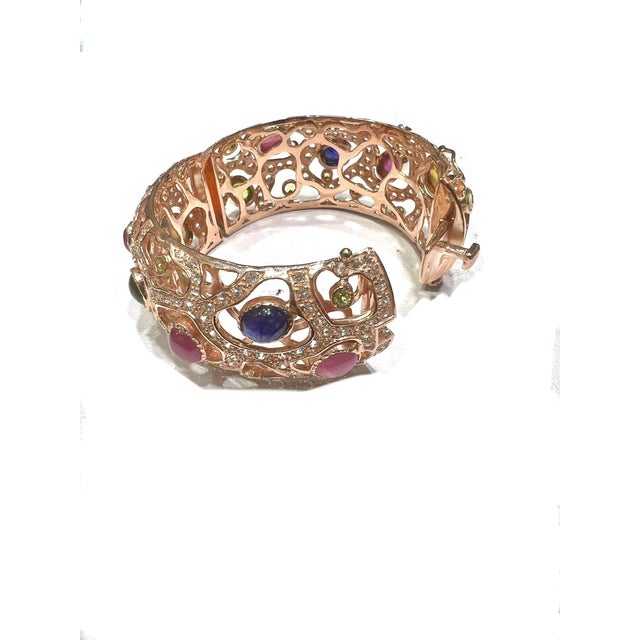 Bochic "Capri" Vintage Natural Ruby & Amethyst Bangle Set In 18K Gold & Silver For Sale - Image 9 of 18