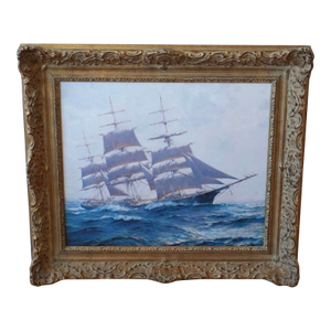 Late 20th Century Sailing Ship Reproduction Print - Nautical Wall Art, Framed
