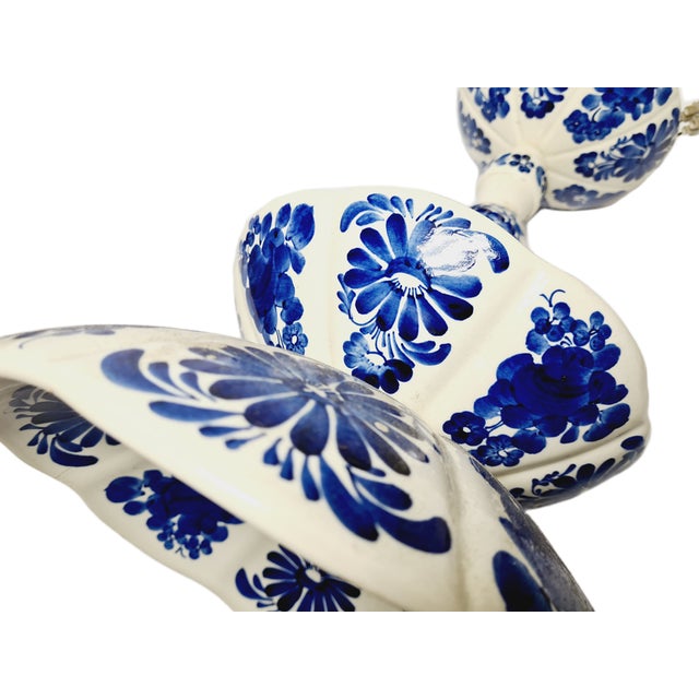 Blue Postmodern Porcelain Hanging Lamp from Bolesławiec, Poland, 1970s For Sale - Image 8 of 12