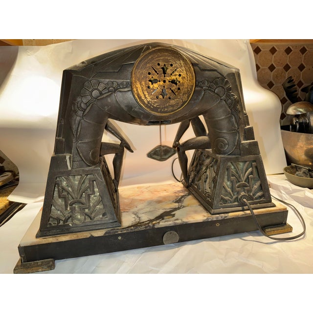 1920s Jacques Limousin, 1920s French Art Deco Portico Clock With Light Up Base For Sale - Image 5 of 12