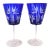 1980s Pair of Ajka Blue Cut to Clear Crystal Stemware For Sale