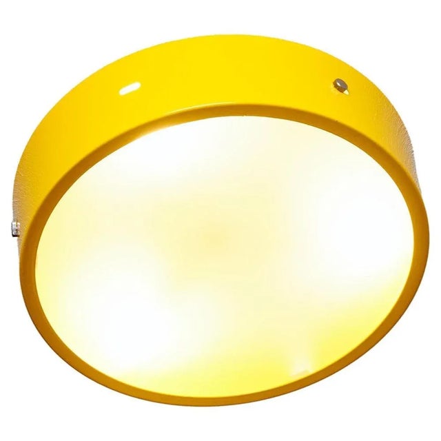 Yellow Flush Mount in Yellow, Italy, 1960s For Sale - Image 8 of 8