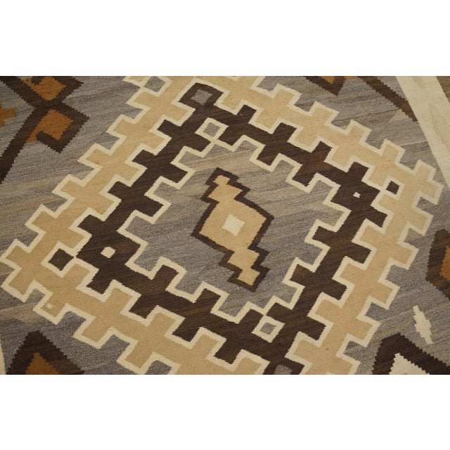Early 20th Century 1930s Gray Diamond American Navajo Regional Rug 5' X 7' 8'' Flatweave Wool Carpet For Sale - Image 5 of 6