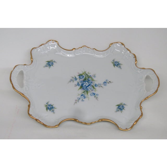Mid 20th Century Limoges Forget Me Not Floral Pattern Floral Dresser Trinket Tray Dish 4532b For Sale - Image 17 of 18