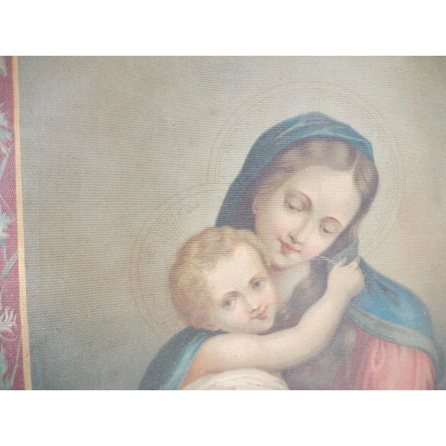 19th Century Italian Religious Banner Ave Maria Oliograph With Tassels For Sale - Image 10 of 13