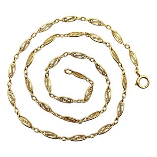 Vintage 18k Gold 18” Fancy Link Chain For Sale