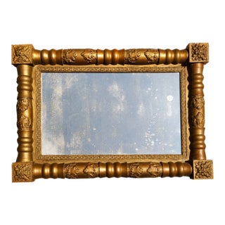 19th Century American Empire Giltwood Split Baluster Wall Mirror For Sale
