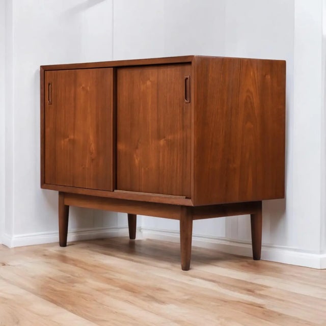 Danish Modern Modular Teak Sliding Door Cabinets by Lyby Mobler For Sale - Image 6 of 11