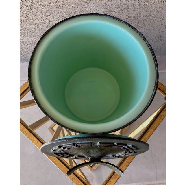 Circa 1960 Faux Bronze Cast Metal Nicely-Sized Footed & Lidded Ice Bucket For Sale - Image 9 of 13