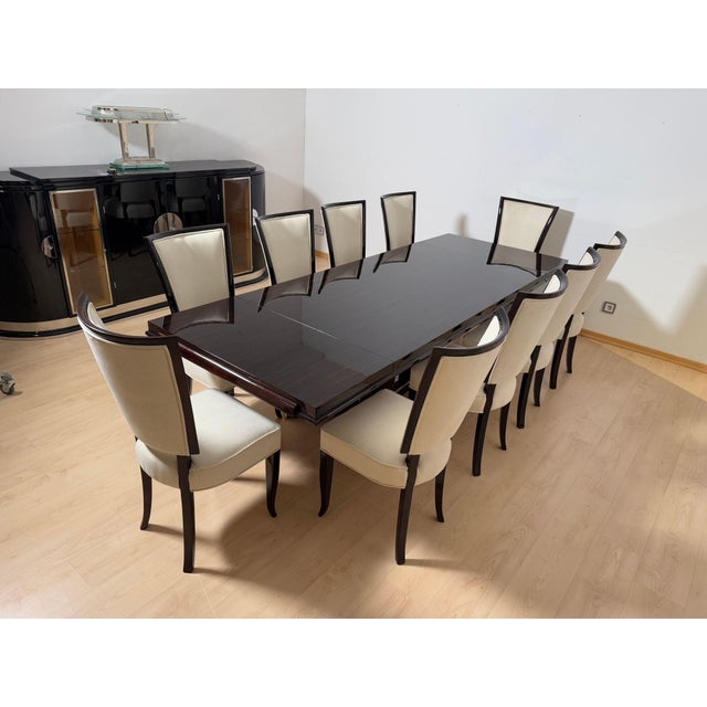 Cream Art Deco Dining Chairs in Lacquer & Alcantara, Paris, 1930, Set of 10 For Sale - Image 8 of 18