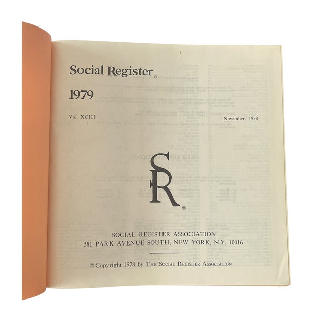 1979 edition of the Social Register chronicles the names, addresses, family connections, club affiliations, and residences...