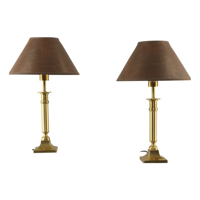 Brass Table Lamps, Germany, 1980s, Set of 2 For Sale