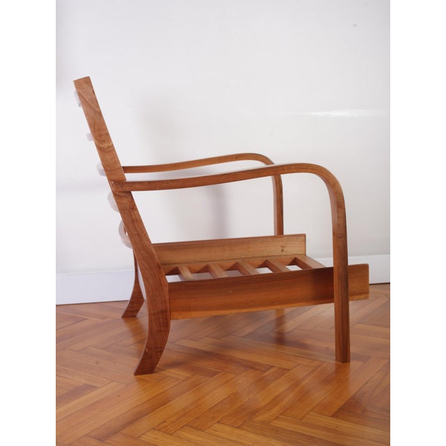 Wood Art Deco Upholstered Walnut Lounge Chair, 1930s For Sale - Image 7 of 18