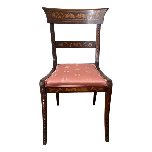 Late 19th Century Dutch Regency Satinwood & Mahogany Marquetry Side Chair For Sale