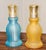 A beautiful pair of vintage Lampe Berger Paris catalytic fragrance lamps featuring frosted ribbed glass bodies and...